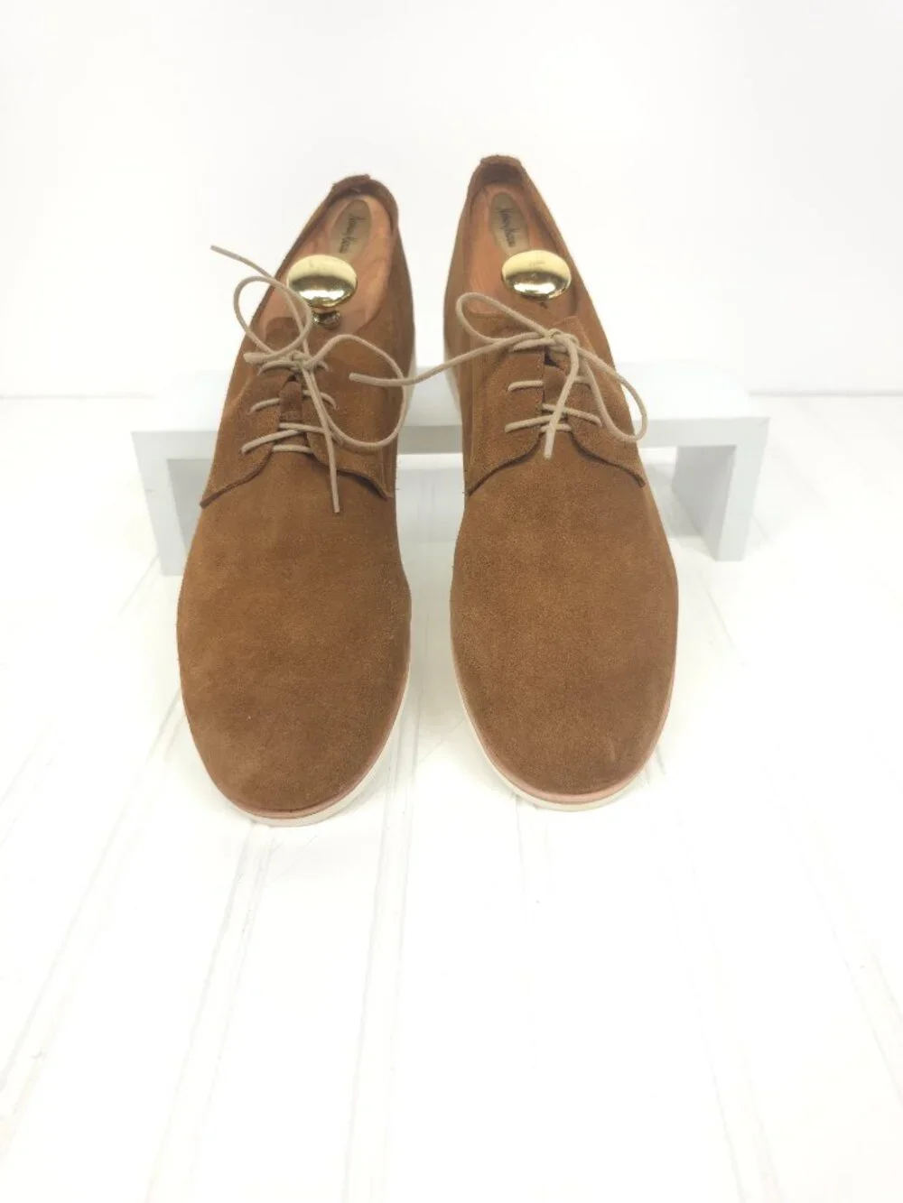 NIB Men's NISOLO Lightweight Flex Derby Suede Leather Oxford Tan Size 10